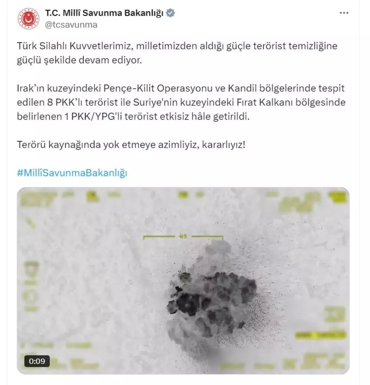 TSK’dan Terörist Operasyonu: 9 Etkisiz Hale Getirildi